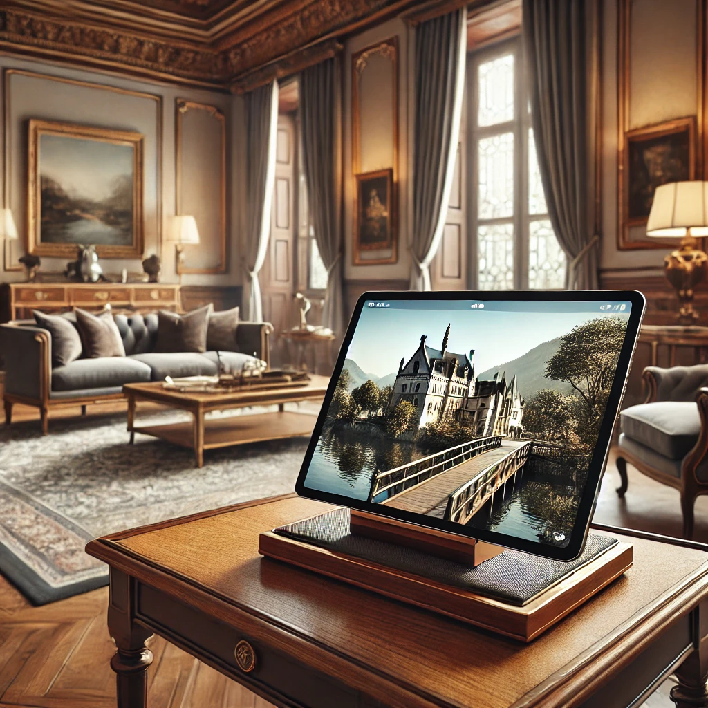 iPad on a stand